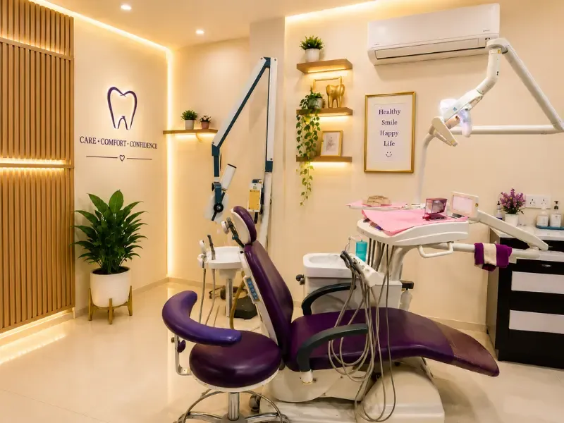 Modern dental clinic interior at Dr. Soujanya's clinic, Thiruverumbur